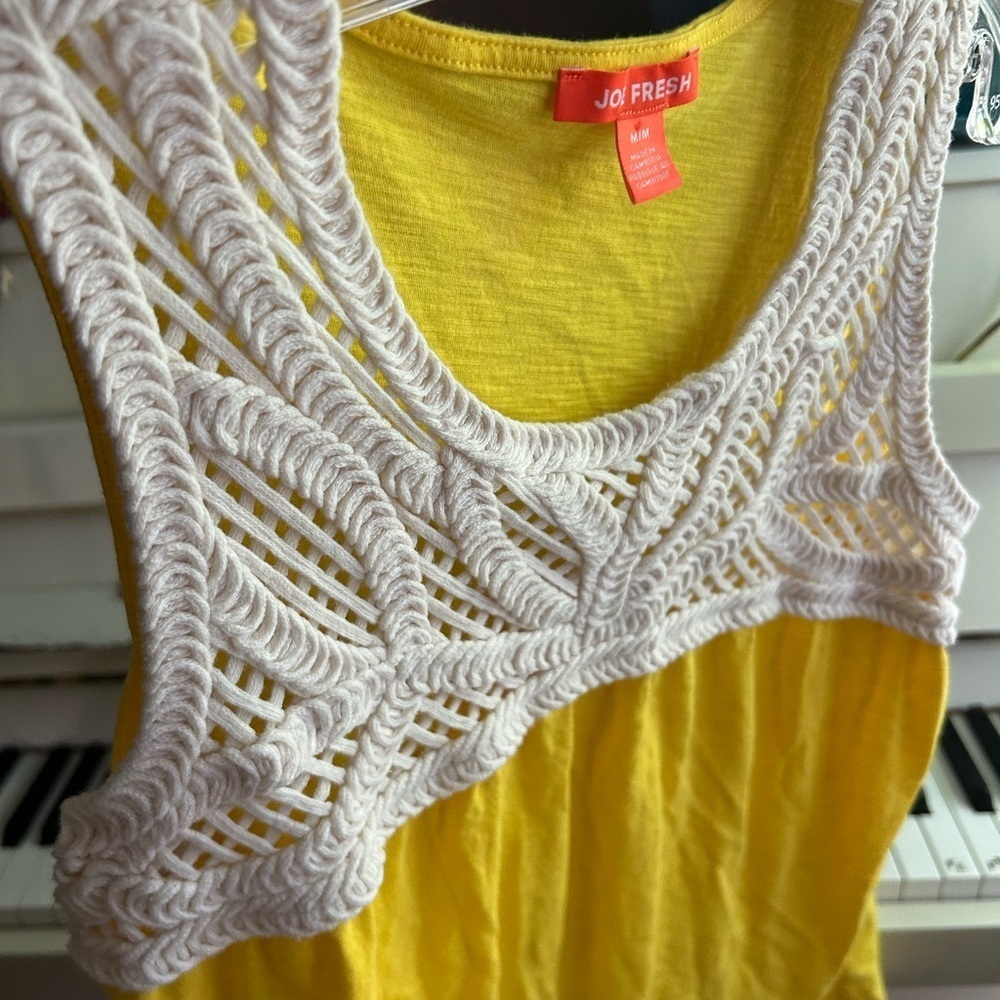 Joe Fresh Yellow Crochet Tank Top Women’s M Boho Sleeveless Summer Blouse - Picture 12 of 16